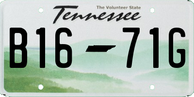TN license plate B1671G