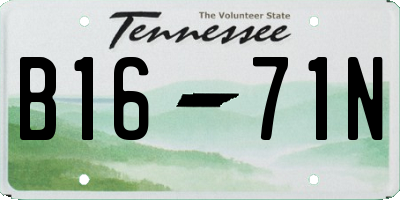 TN license plate B1671N