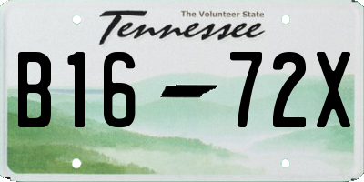 TN license plate B1672X