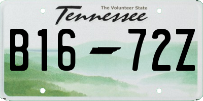 TN license plate B1672Z