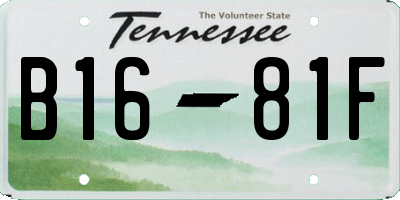 TN license plate B1681F