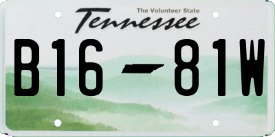 TN license plate B1681W
