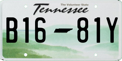 TN license plate B1681Y
