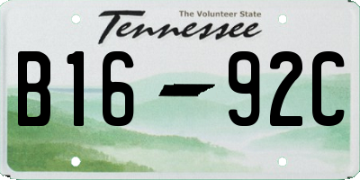 TN license plate B1692C
