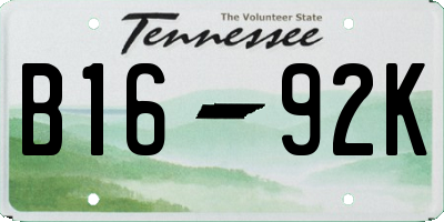 TN license plate B1692K