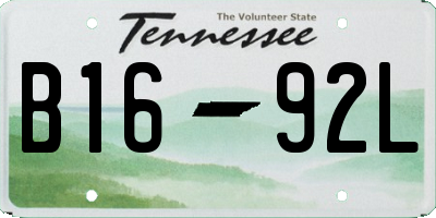 TN license plate B1692L