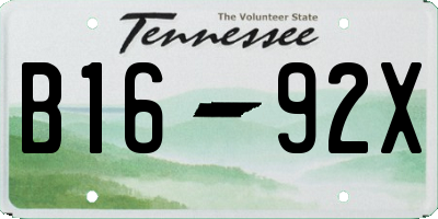 TN license plate B1692X
