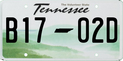 TN license plate B1702D