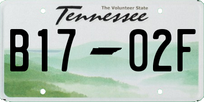 TN license plate B1702F
