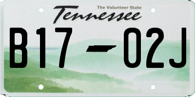 TN license plate B1702J
