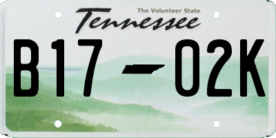 TN license plate B1702K