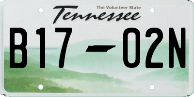 TN license plate B1702N
