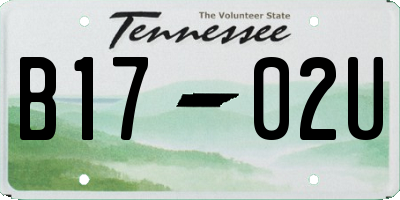 TN license plate B1702U