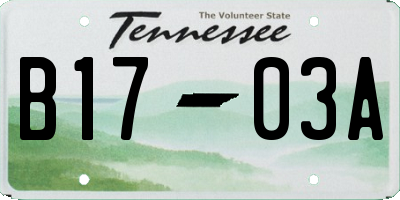 TN license plate B1703A