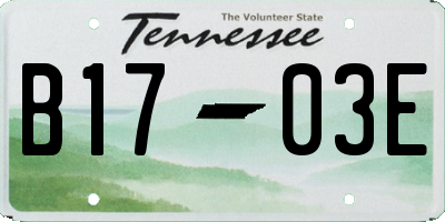 TN license plate B1703E