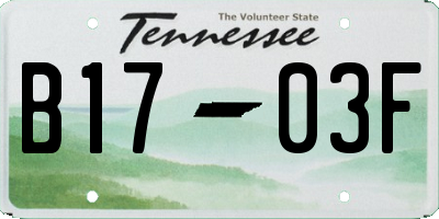 TN license plate B1703F