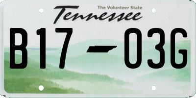 TN license plate B1703G