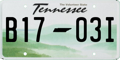 TN license plate B1703I