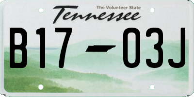 TN license plate B1703J