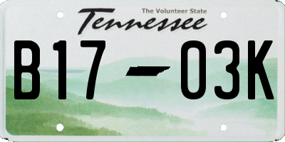 TN license plate B1703K