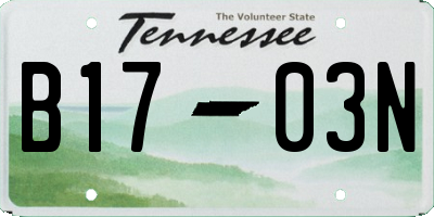 TN license plate B1703N
