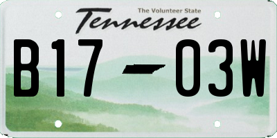 TN license plate B1703W