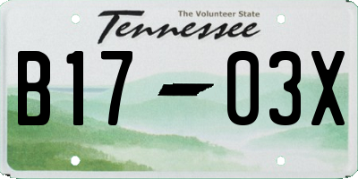 TN license plate B1703X