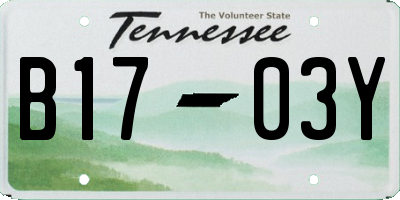 TN license plate B1703Y