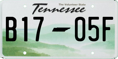 TN license plate B1705F