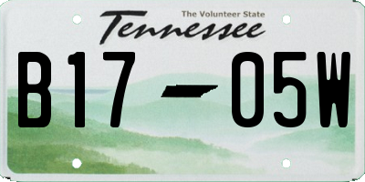 TN license plate B1705W