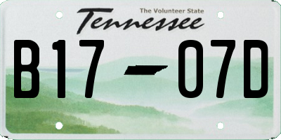 TN license plate B1707D