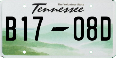 TN license plate B1708D