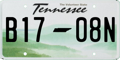 TN license plate B1708N
