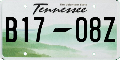 TN license plate B1708Z
