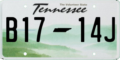 TN license plate B1714J