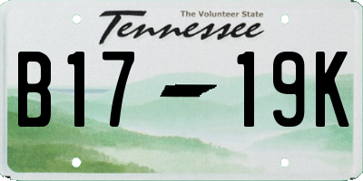 TN license plate B1719K