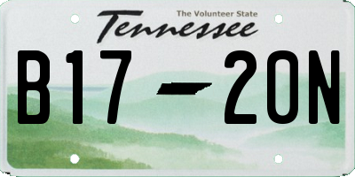 TN license plate B1720N