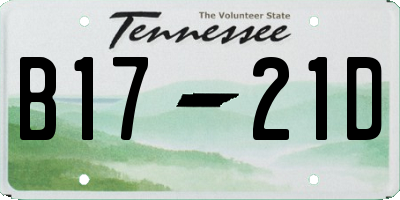 TN license plate B1721D