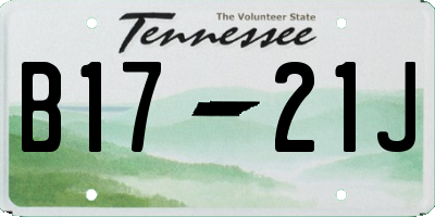 TN license plate B1721J