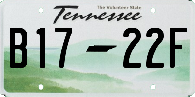 TN license plate B1722F