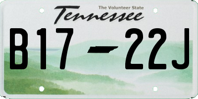 TN license plate B1722J