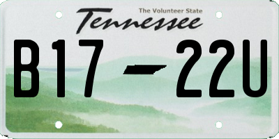 TN license plate B1722U