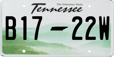 TN license plate B1722W