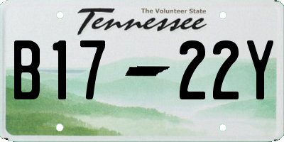 TN license plate B1722Y