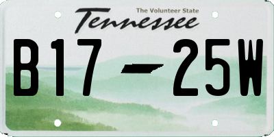 TN license plate B1725W