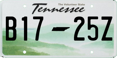 TN license plate B1725Z