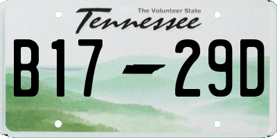TN license plate B1729D