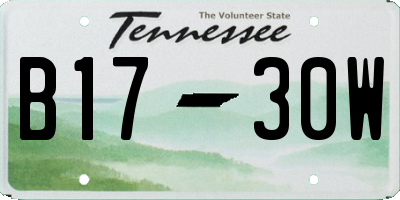 TN license plate B1730W