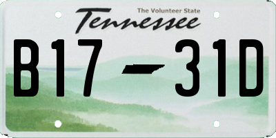 TN license plate B1731D