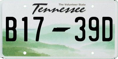 TN license plate B1739D
